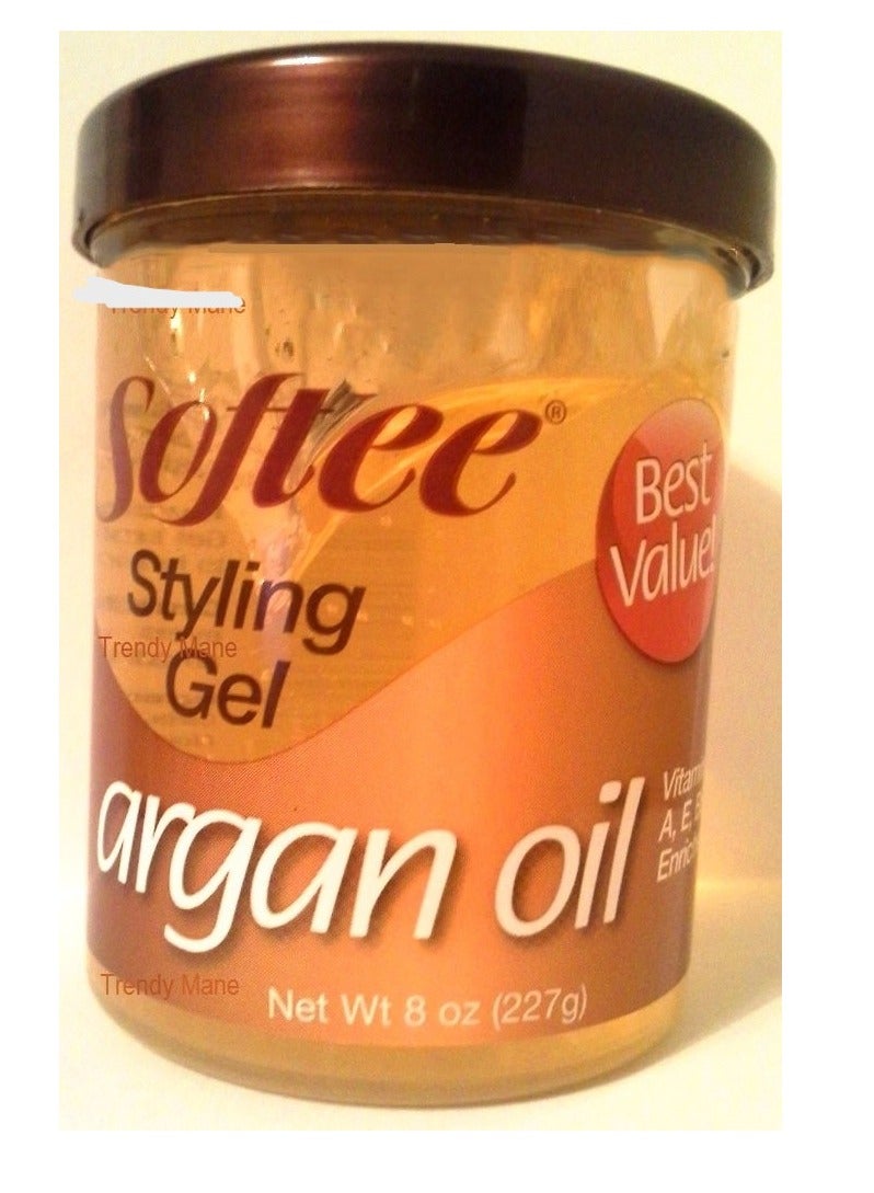 Softee argan oil styling gel 8 ounce, Yellow, 8 Ounce - Image 1